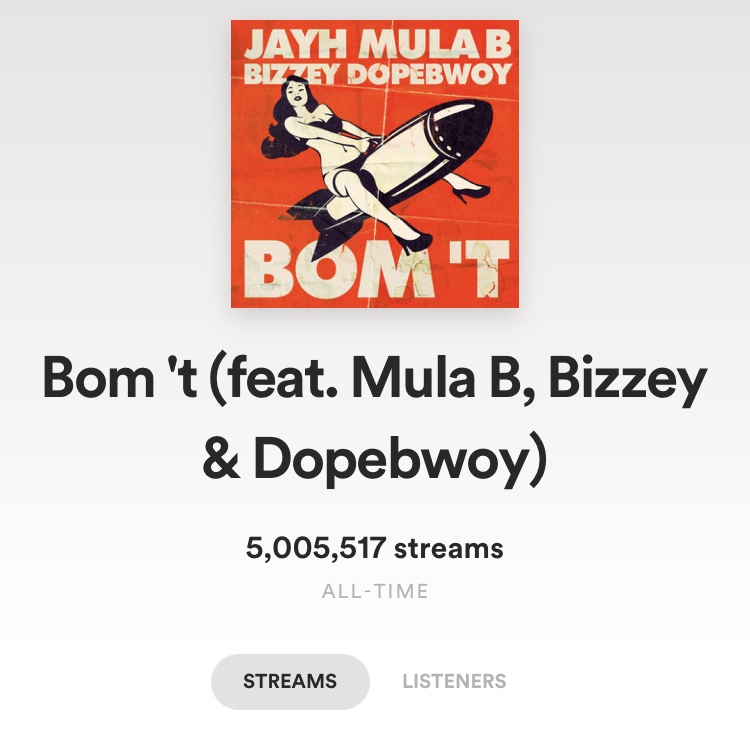 Bom ‘t behaald 5 miljoen streams