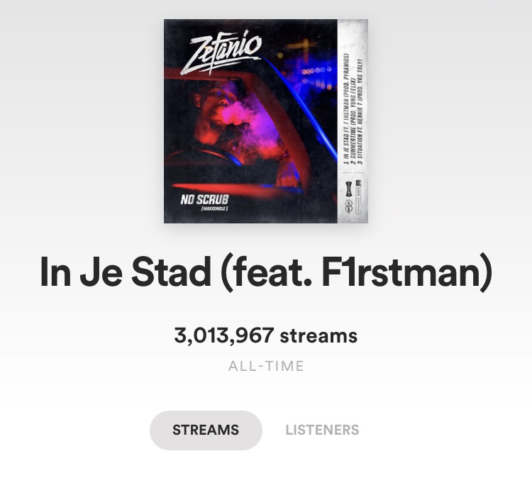 In Je Stad behaald 3 miljoen streams