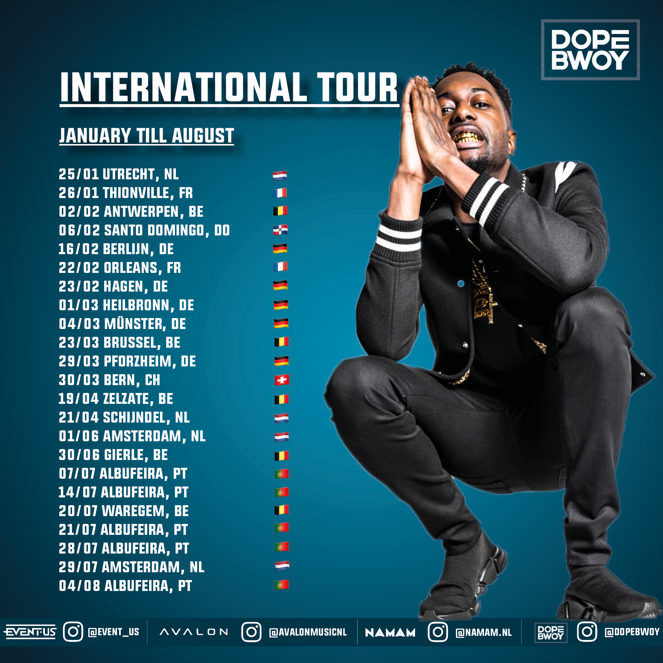 International tour Dopebwoy 🌎